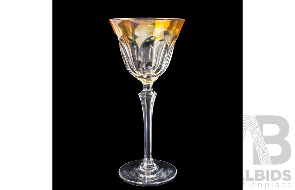 Two Sets Four Flashed Harlequin Crystal Wine Glasses Along with Set Six Similar