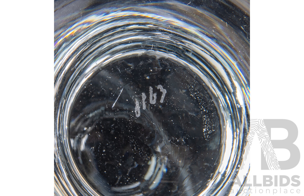 Collection Six Mid Century Ships Glasses in Three Sizes by Holmegaard, Designed by Per Lutken & Made by Harald Hansen