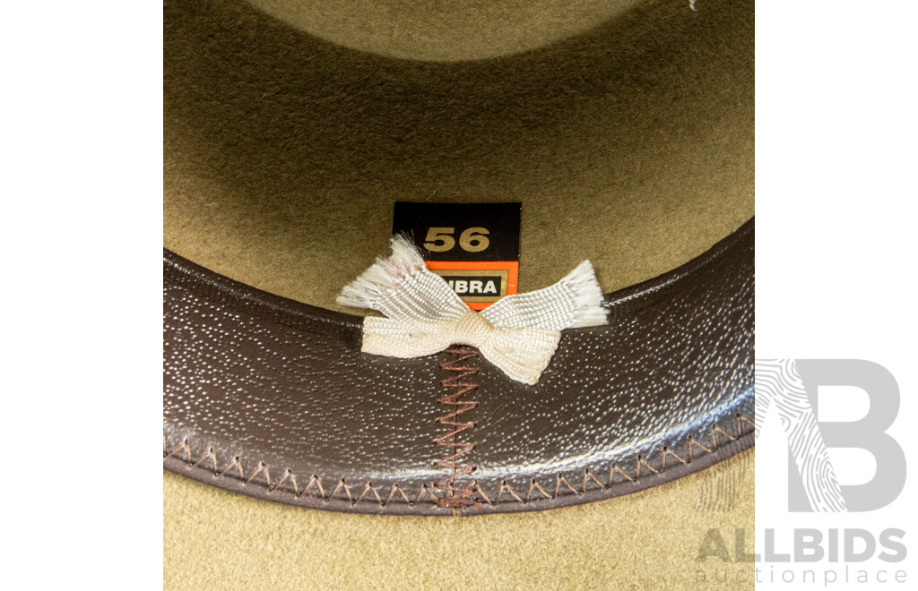 Australian Made Akubra Snowy River Pure Felt Hat with Plaited Leather Hatband, Size 56