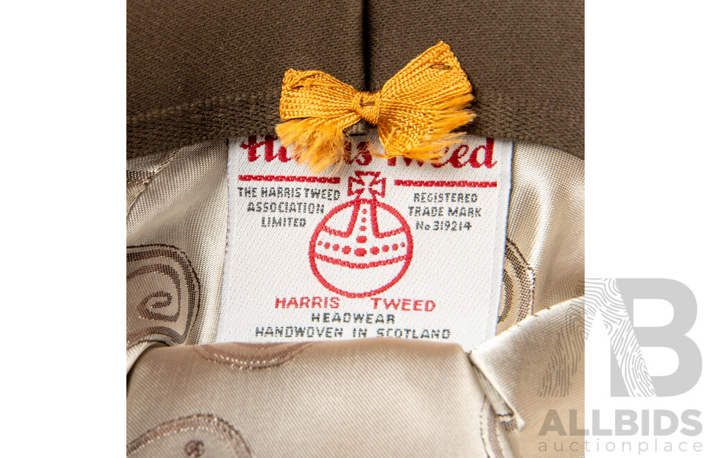 French Made Harris Tweed Hat by Crambes for Luton, Along with Australian Jacaru Example with Leather Brim, Size M/L