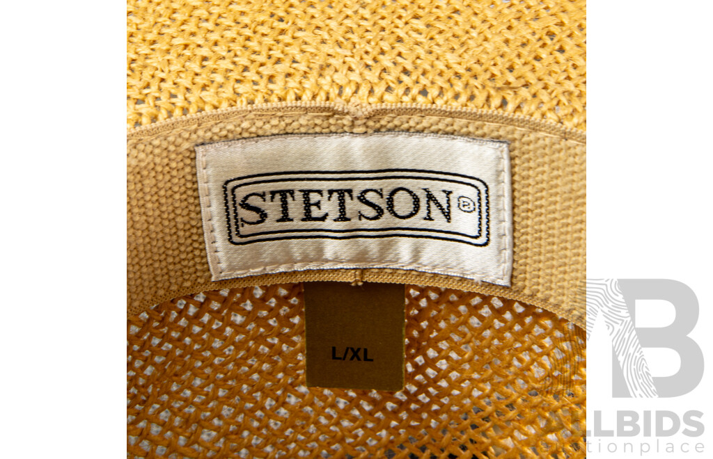 Australian The Outback Trader Leather Hat, Size Medium Along with Stetson Straw Example, Size L XL