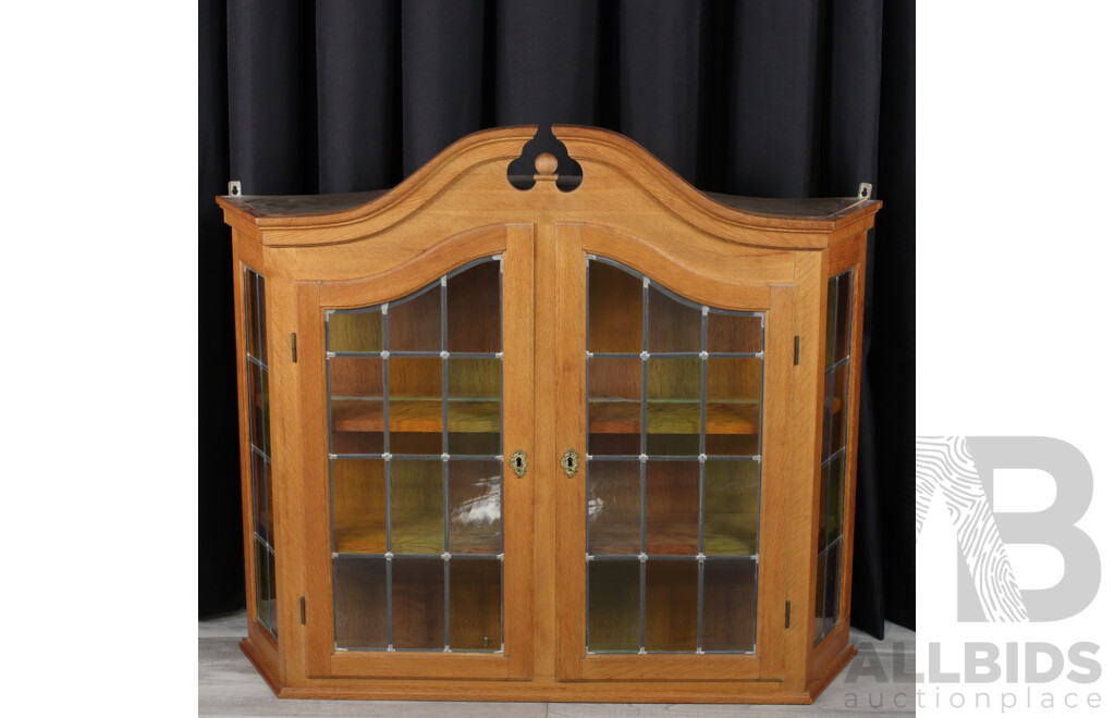 Timber Wall Mount Cabinet with Lead Light Panels