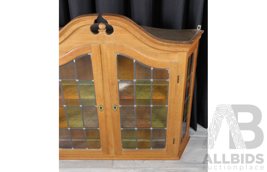 Timber Wall Mount Cabinet with Lead Light Panels