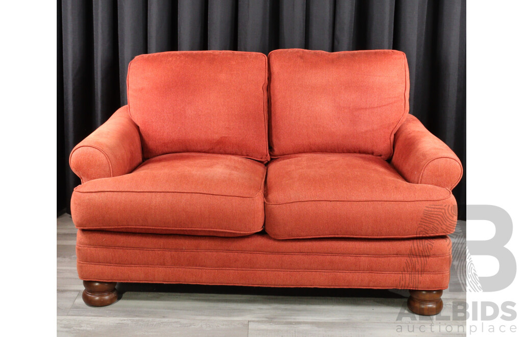 Modern Red Fabric Two Seater Lounge