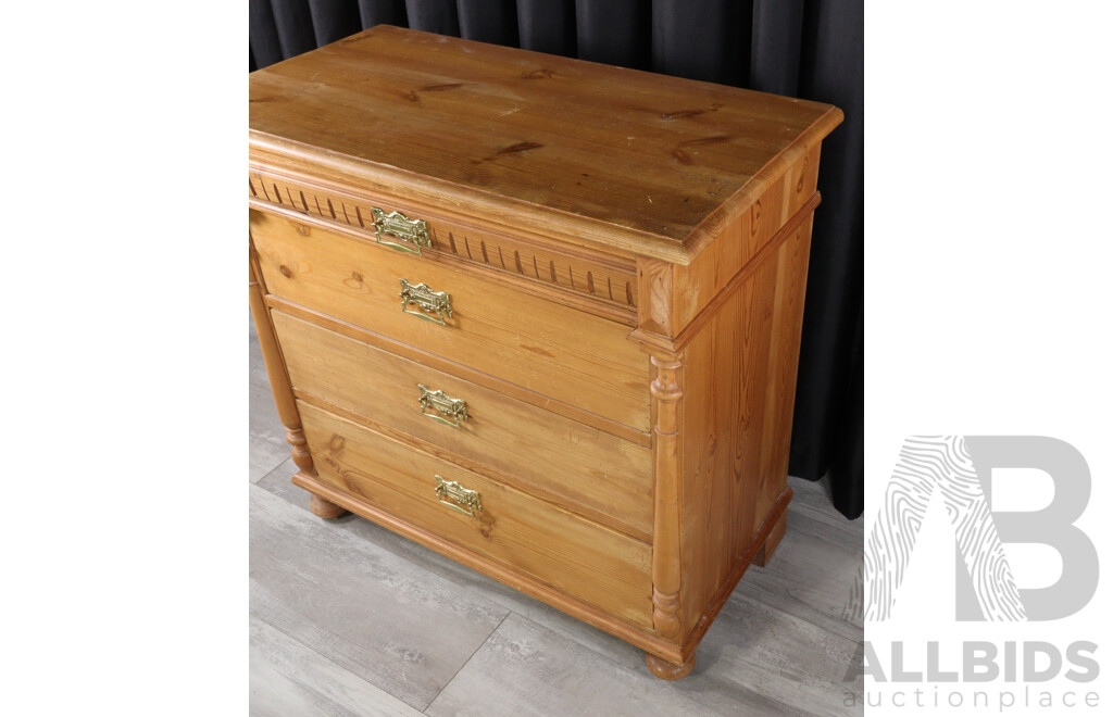 Danish Birds Eye Pine Chest of Four Drawers