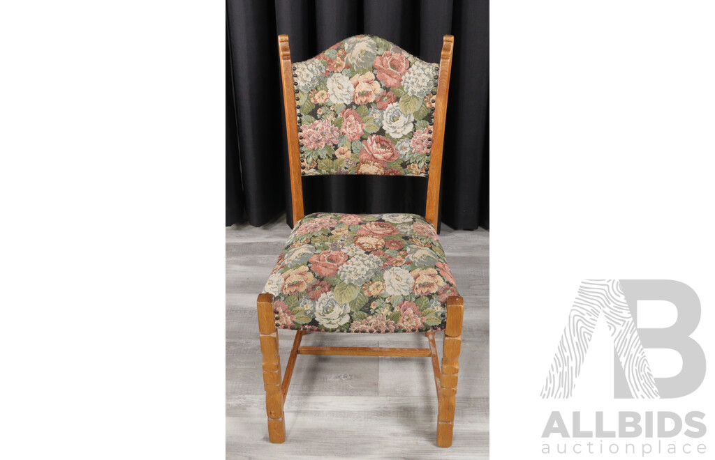 Set of Four Danish Pine Upholstered Dining Chairs