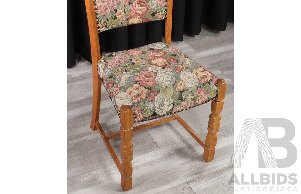 Set of Four Danish Pine Upholstered Dining Chairs