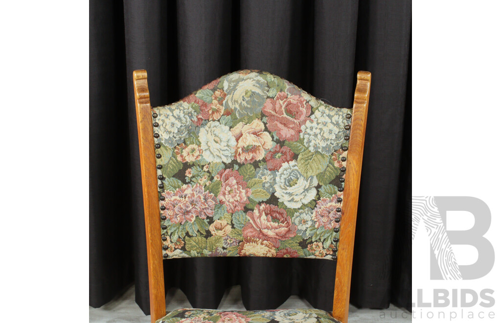 Set of Four Danish Pine Upholstered Dining Chairs
