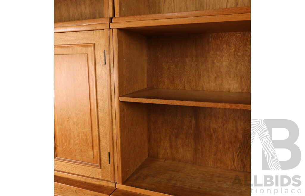 Danish Silky Oak Nine Piece Modular Wall Unit
