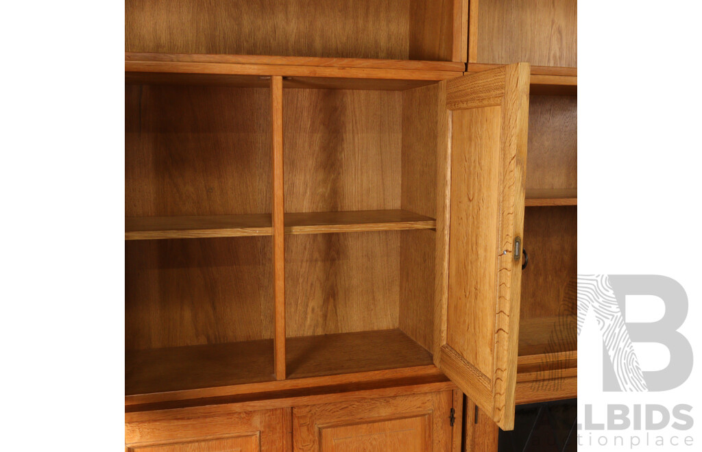 Danish Silky Oak Nine Piece Modular Wall Unit