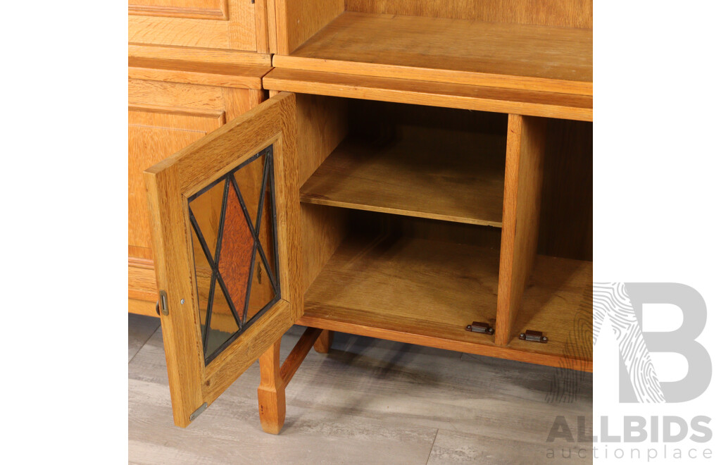 Danish Silky Oak Nine Piece Modular Wall Unit