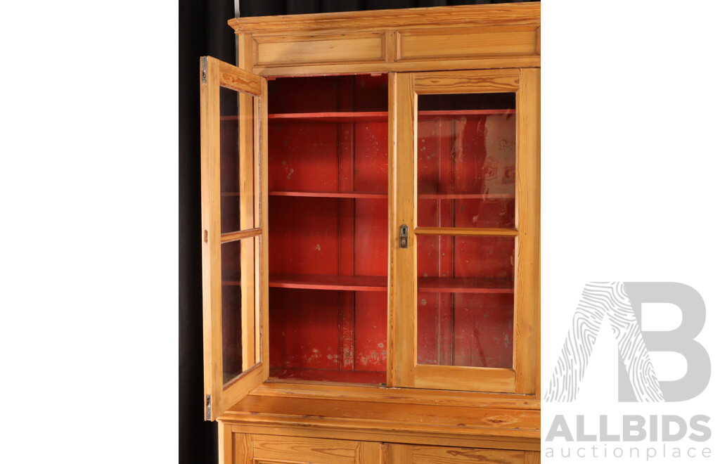 Vintage Danish Pine Two Piece Bookcase
