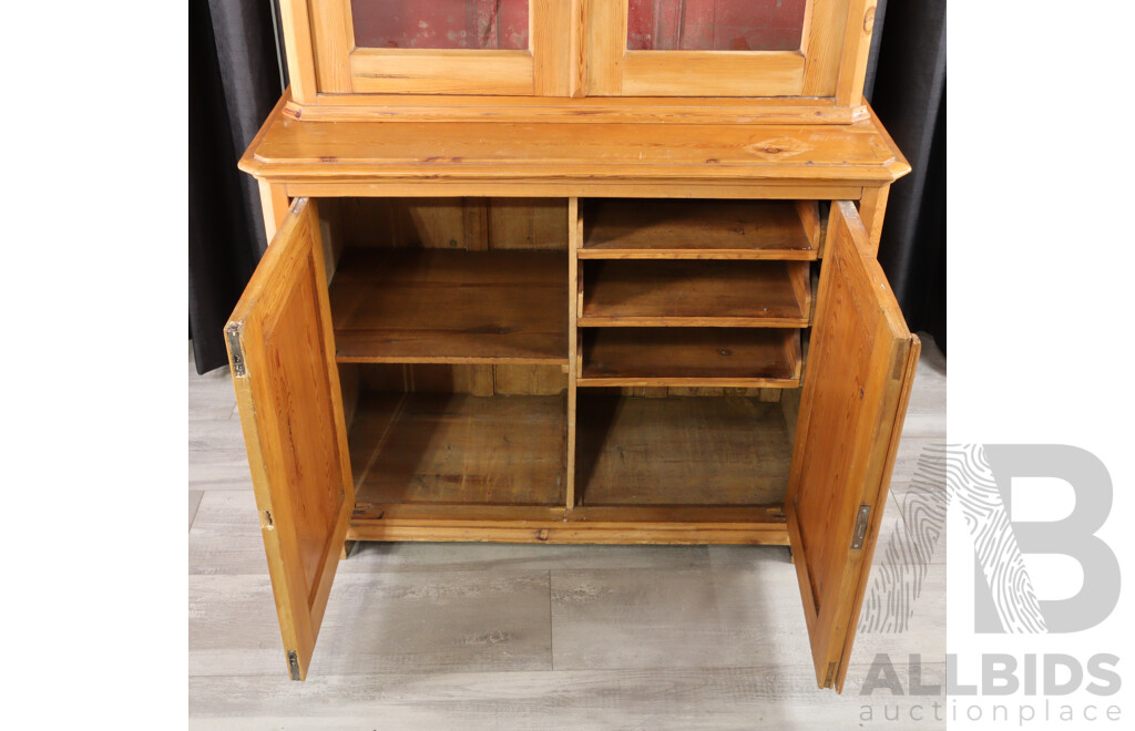 Vintage Danish Pine Two Piece Bookcase
