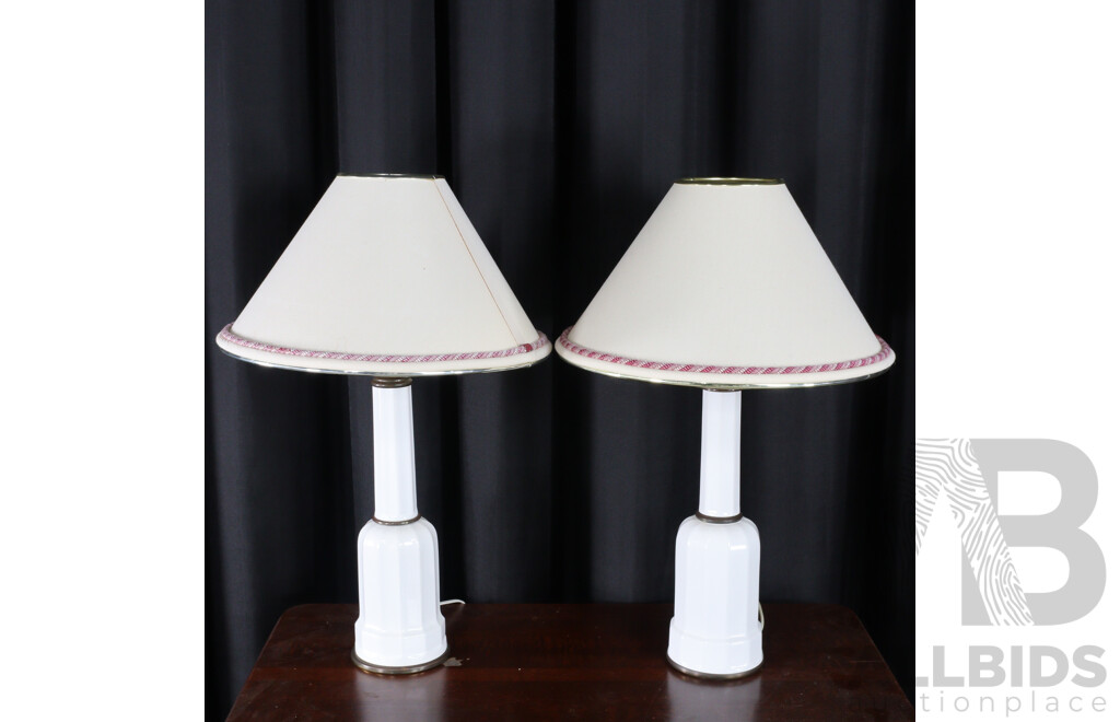 Pair of Danish Heiberg Glazed Ceramic Table Lamps