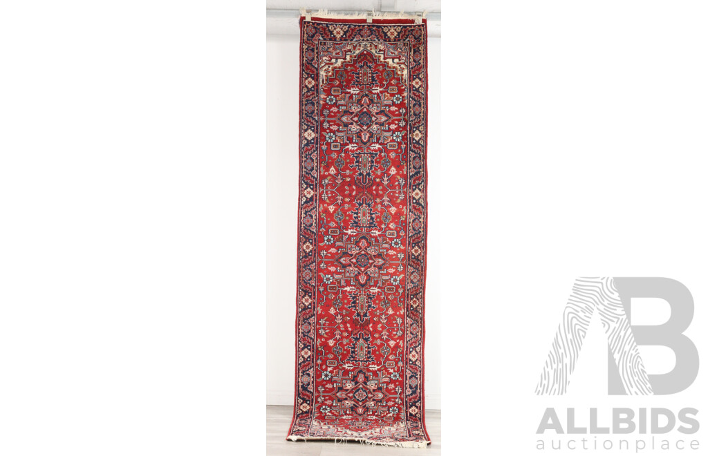 Vintage Hand Knotted Persian Wool Runner