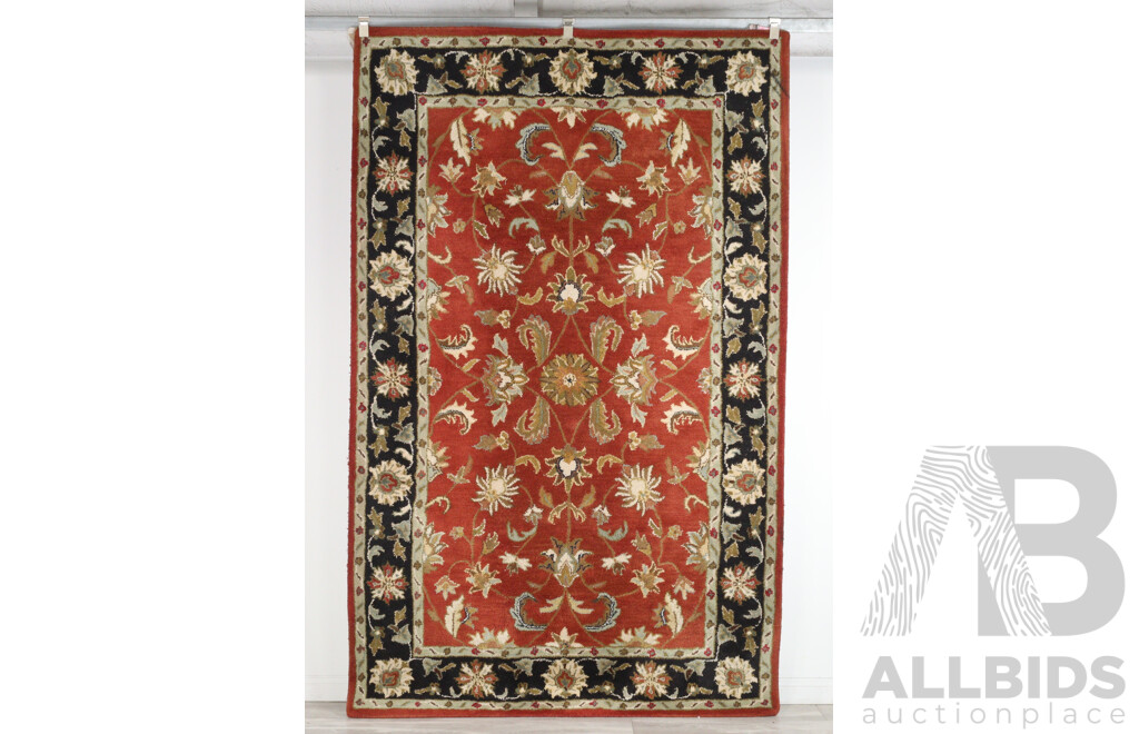 Indian Machine Made Persian Style Wool Pile Rug