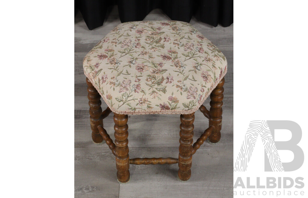 Pair of Antique Bobbin Turned Hexagonal Foot Stools
