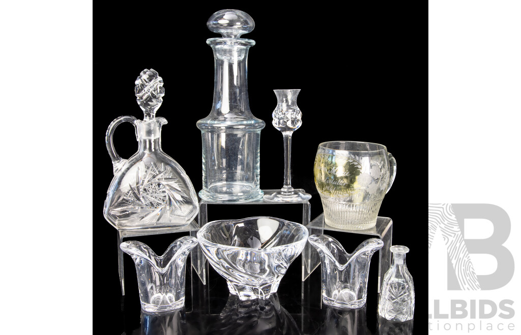 Collection Quality Crystal Including Antique Danish Tankard Example with 1861 Engrave to Front and More