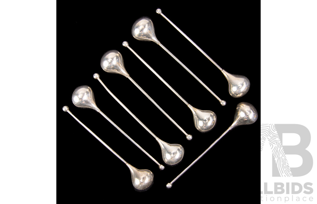 Eight Mid Century 1950s Danish Københavns Ske-Fabrik ABSA Silver Plate Drinks Stirrer Coolers