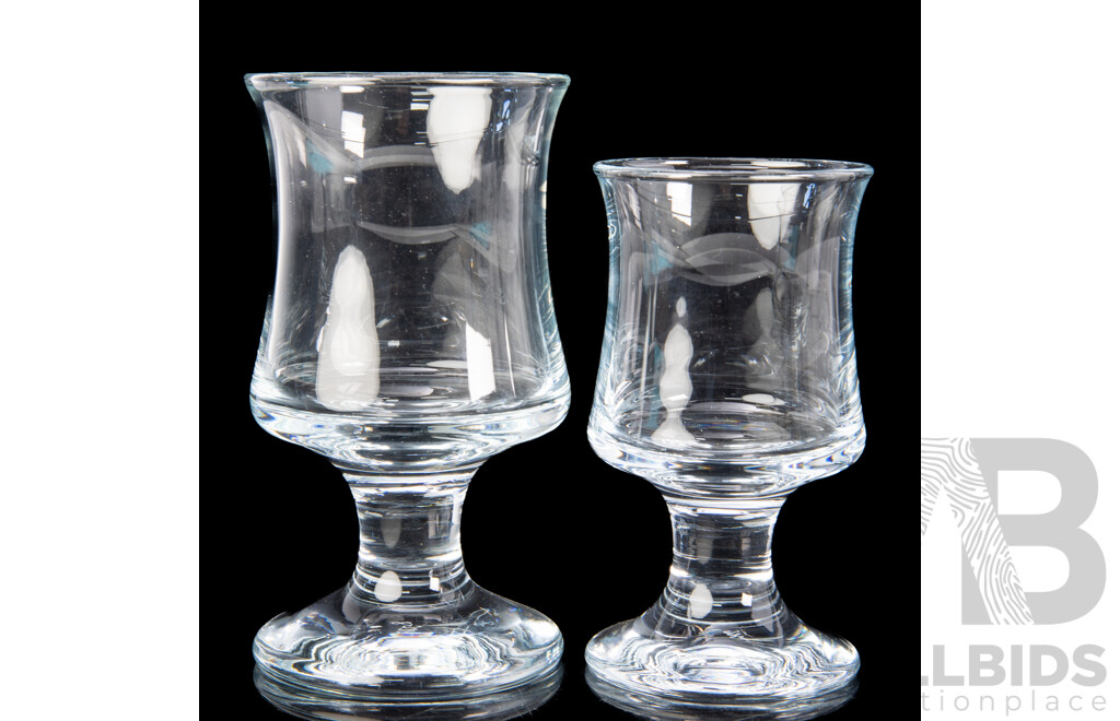 Two Sets Six Mid Century Holmegaard Ships Glasses Designed by Per Lutkin Made by Harald Hansen