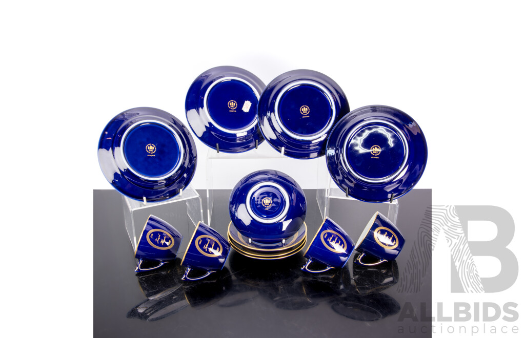 Set Four Porcelain Trios by Bing & Grondahl Copenhagen in the Composer Series with Gilt Trim