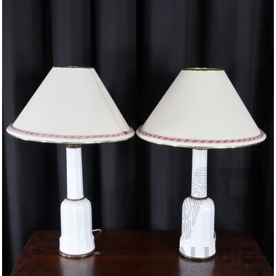 Pair of Danish Heiberg Glazed Ceramic Table Lamps