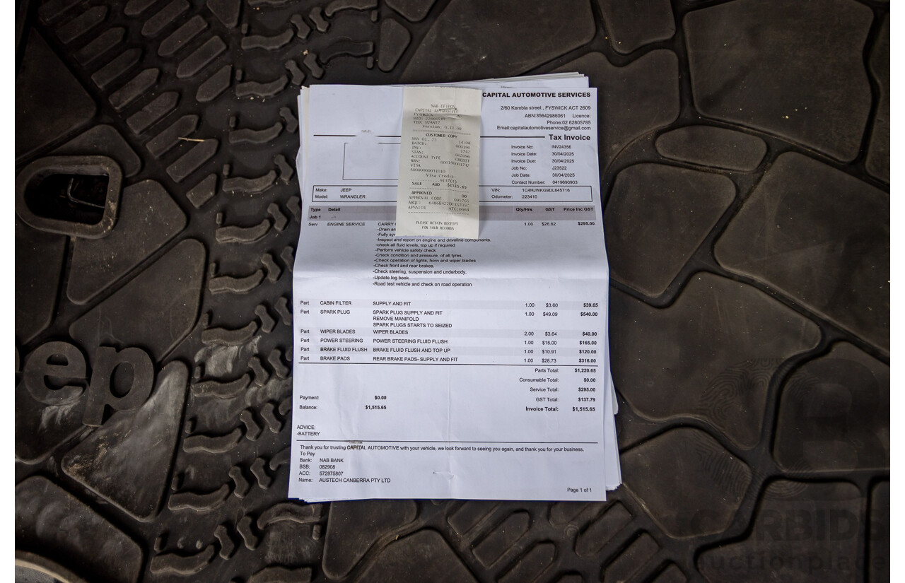 5/2013 Jeep Wrangler Unlimited Sport (4x4) JK MY13 4d Hardtop/Softtop Black 3.6L