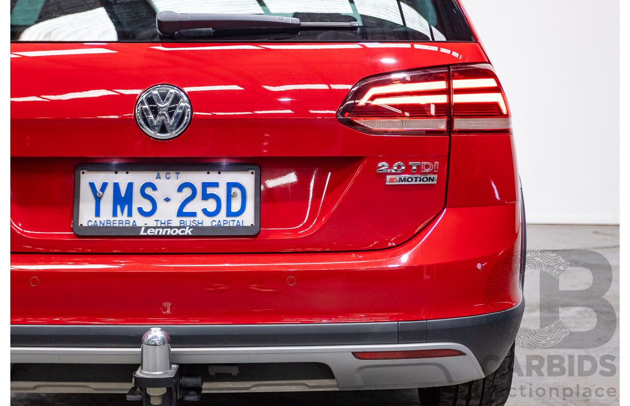 06/2017 Volkswagen Golf ALLTRACK 135 TDI Premium (AWD) AU MY18 4D Wagon Tornado Red Turbo Diesel 2.0L