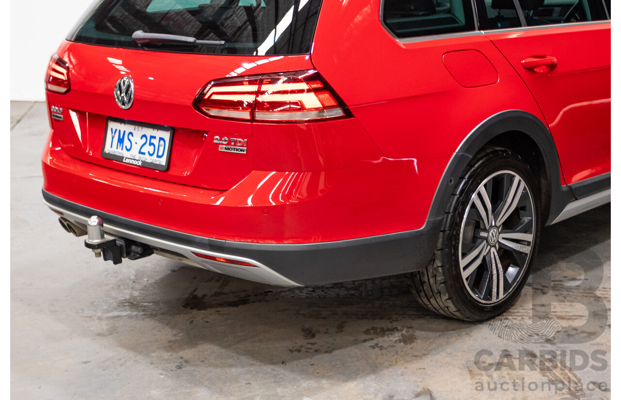06/2017 Volkswagen Golf ALLTRACK 135 TDI Premium (AWD) AU MY18 4D Wagon Tornado Red Turbo Diesel 2.0L