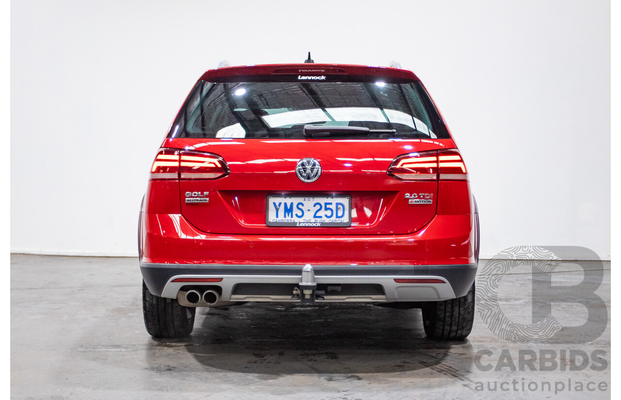 06/2017 Volkswagen Golf ALLTRACK 135 TDI Premium (AWD) AU MY18 4D Wagon Tornado Red Turbo Diesel 2.0L