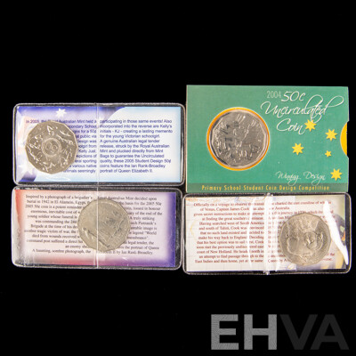 Four australian 2005 assorted 50c coins. All Uncirculated.