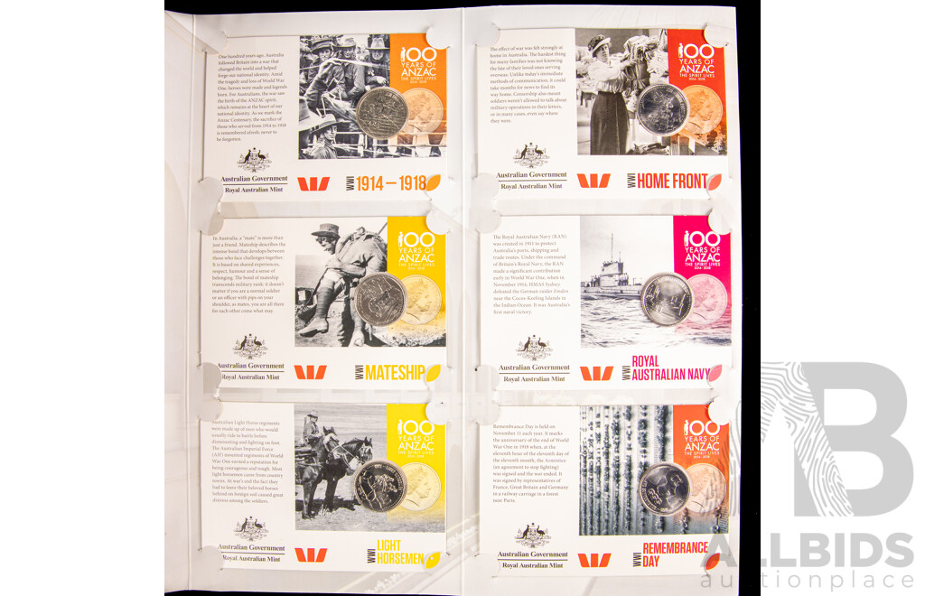 Australian 2015 Anzacs Remembered fourteen coin set
