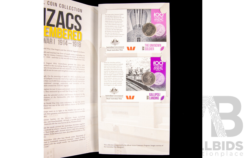 Australian 2015 Anzacs Remembered fourteen coin set