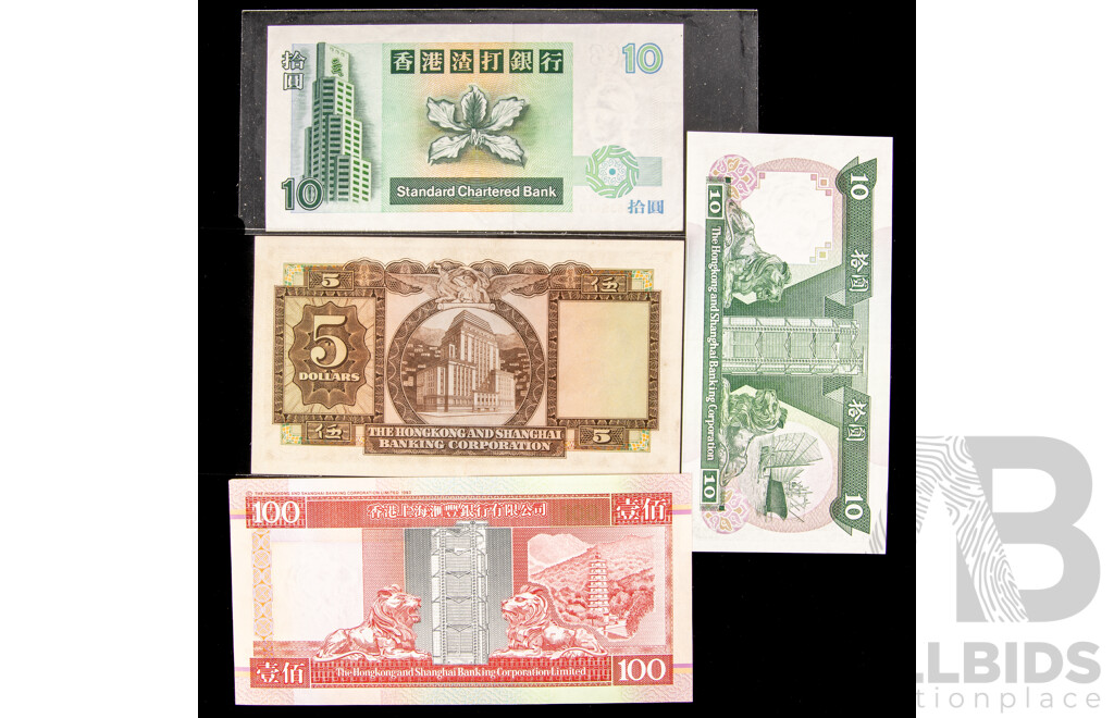 Hong Kong 1969, 1989, 1993, 1997 UNC bank notes.