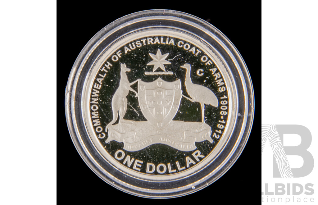 Australian 2008 Coat of Arms fine silver $1 PROOF coin.