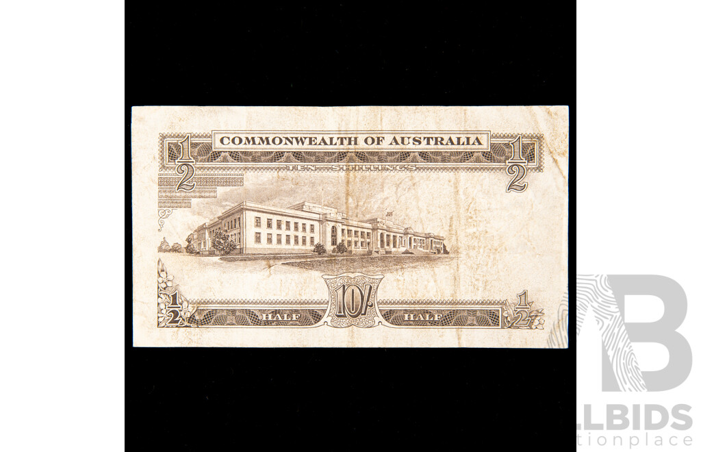 Australian 1961 Coombs Wilson ten shilling note AH31 550404.