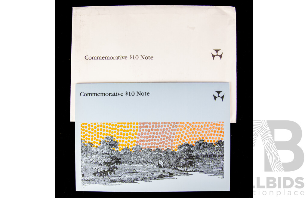 Australian 1988 Commemorative $10 note. AA 12108674 Johnston Fraser. Reniks A01.