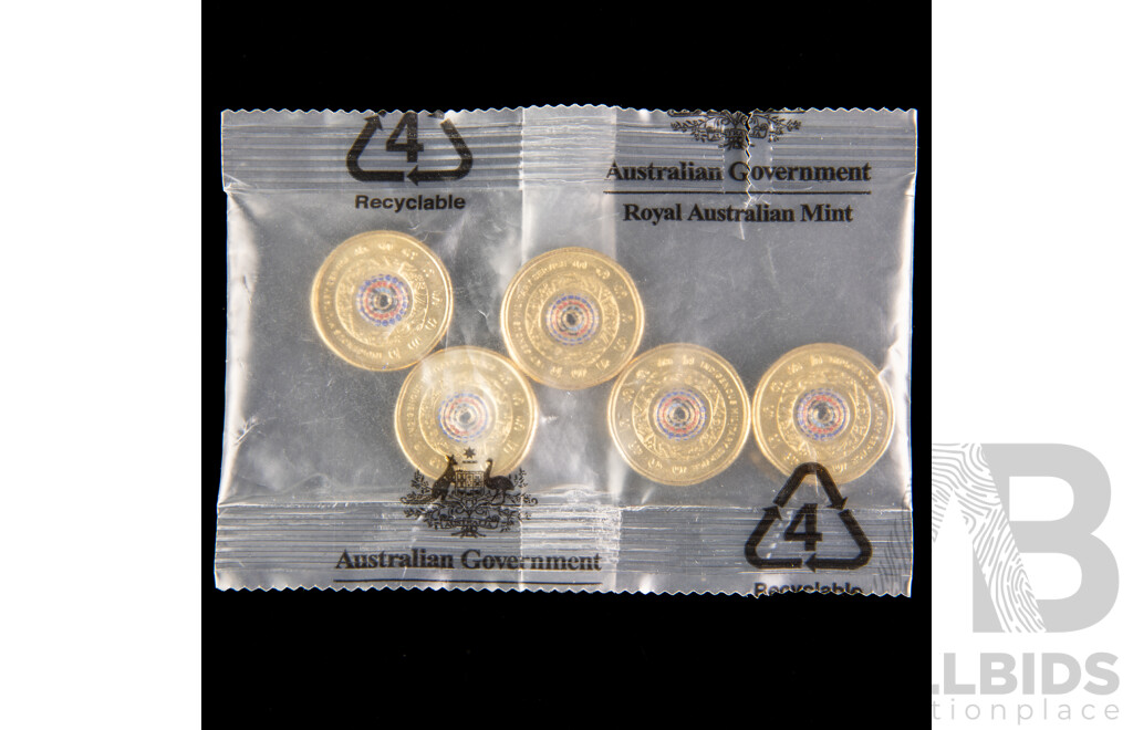 Five Australian RAM 2021 Two Dollar UNC Coins, Indigenous Military