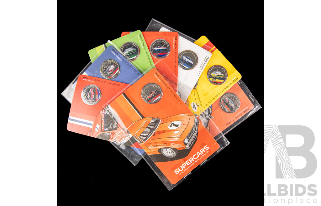 Eight Australian 2020 fiftty cent coins, SUPERCARS Set