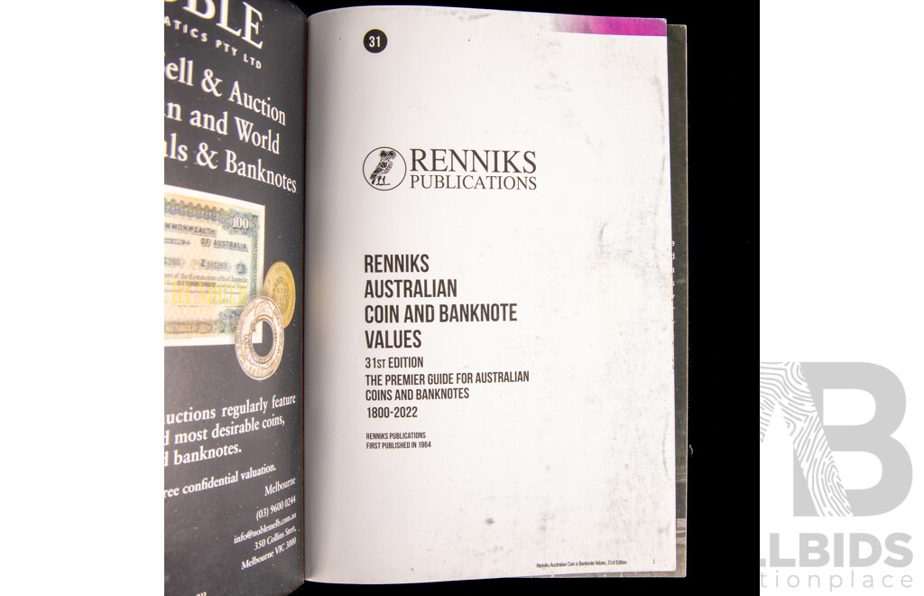 2022 Renniks coin catalogue.