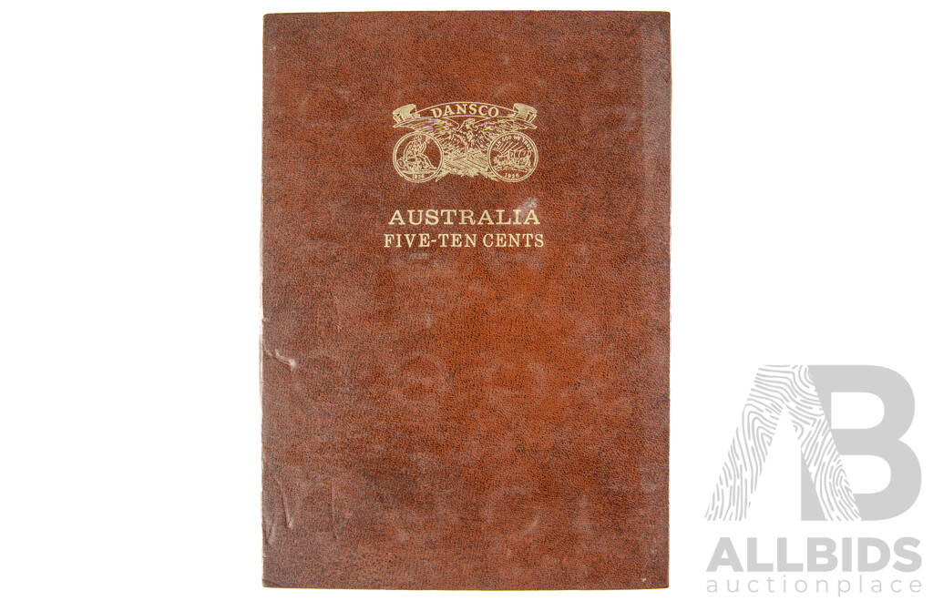 Australian 1966-1981 Five and Ten cent coins, 17 of each in Dansco album.