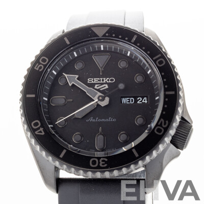 Seiko 42.5mm 5 Sports 'Street Style' Blackout Watch, Model SBSA025