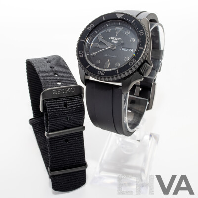 Seiko 42.5mm 5 Sports 'Street Style' Blackout Watch, Model SBSA025