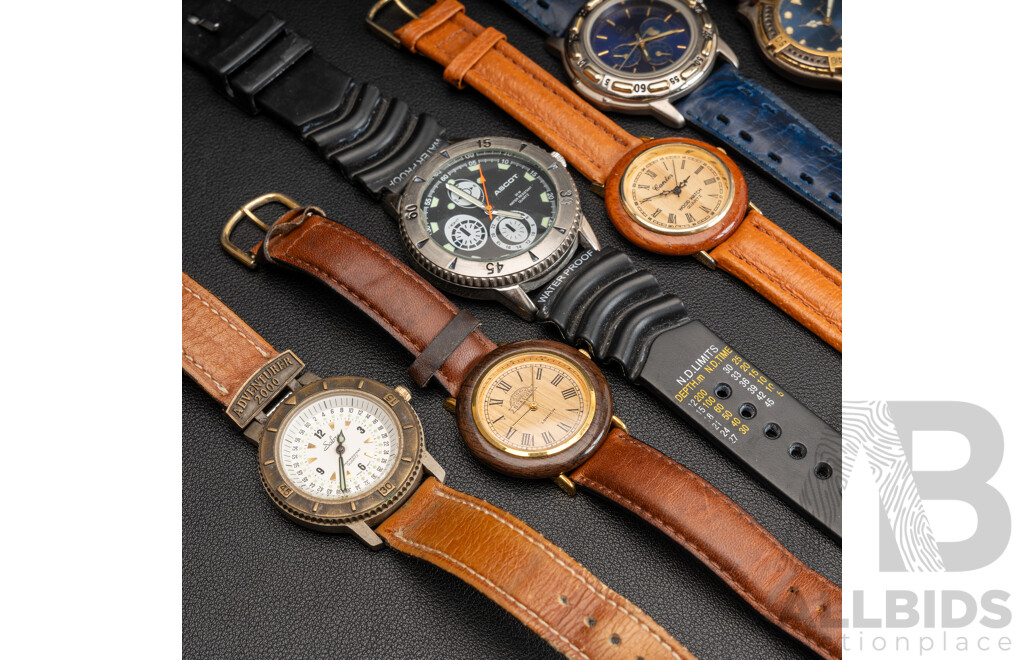 Collection of (6) Mens Dress Watches, Including Mercedes, Eddie Bauer, Ascot & Sabre