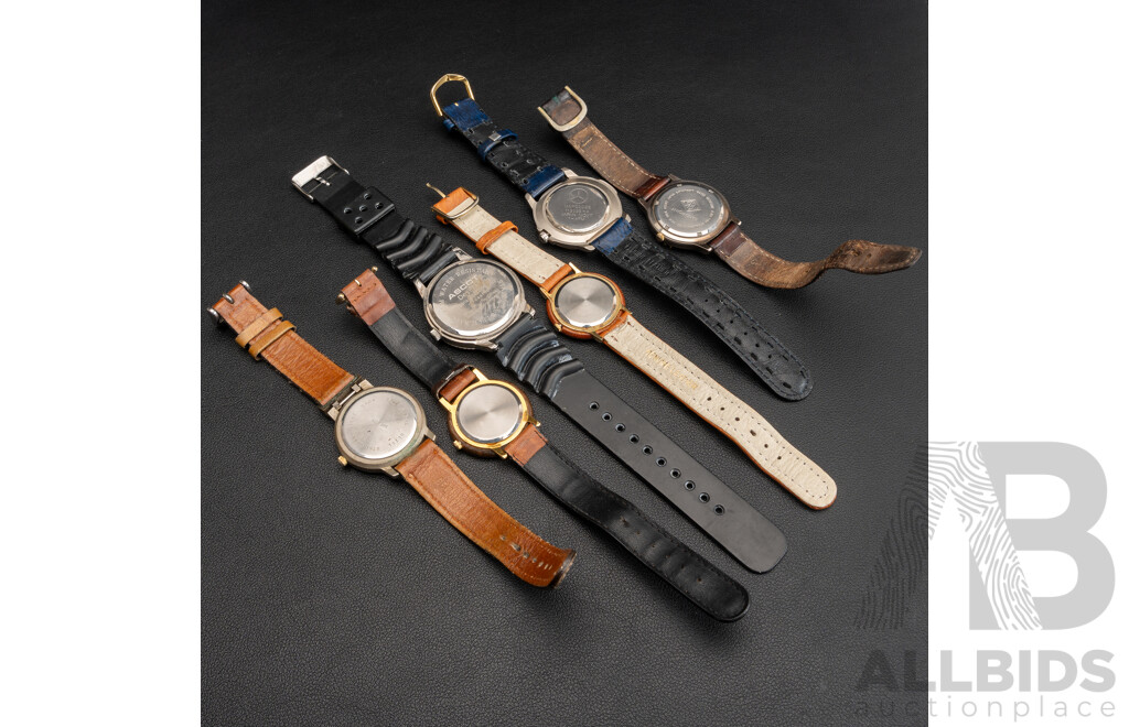 Collection of (6) Mens Dress Watches, Including Mercedes, Eddie Bauer, Ascot & Sabre