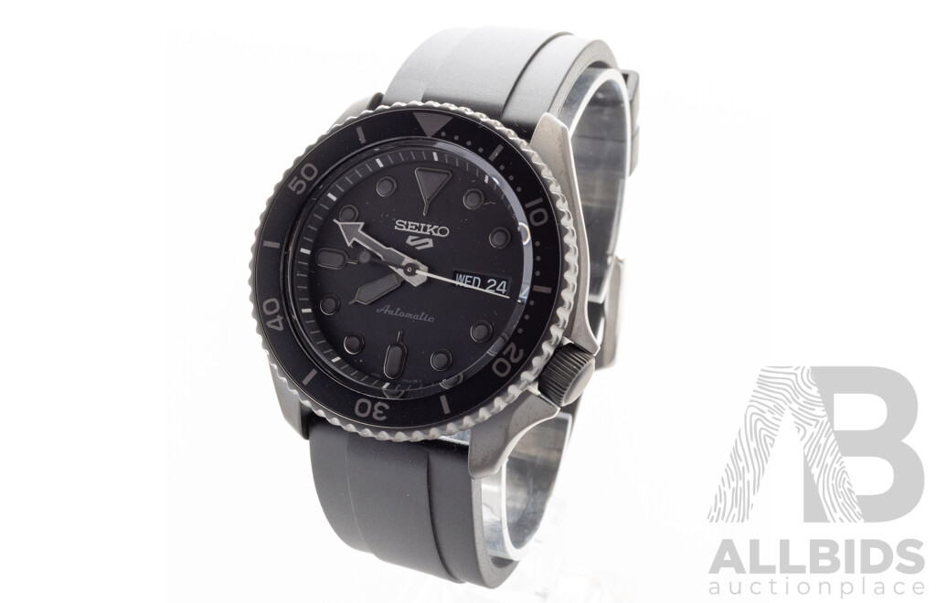 Seiko 42.5mm 5 Sports 'Street Style' Blackout Watch, Model SBSA025