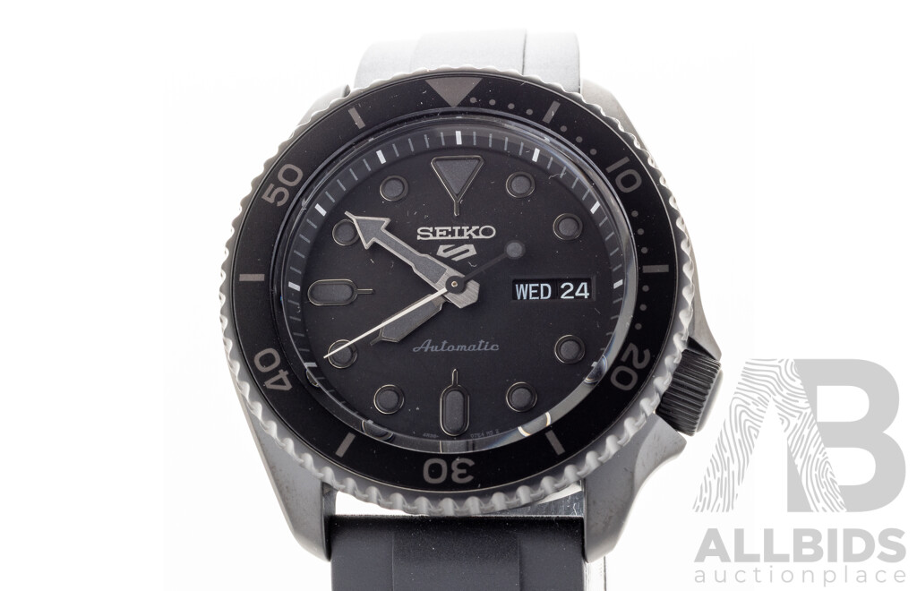 Seiko 42.5mm 5 Sports 'Street Style' Blackout Watch, Model SBSA025