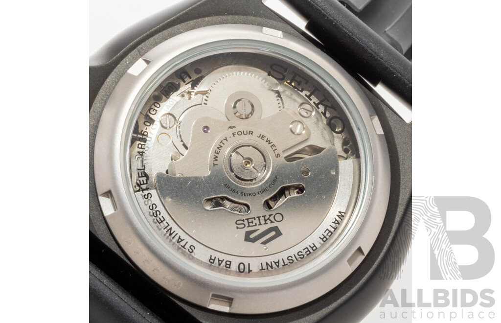 Seiko 42.5mm 5 Sports 'Street Style' Blackout Watch, Model SBSA025