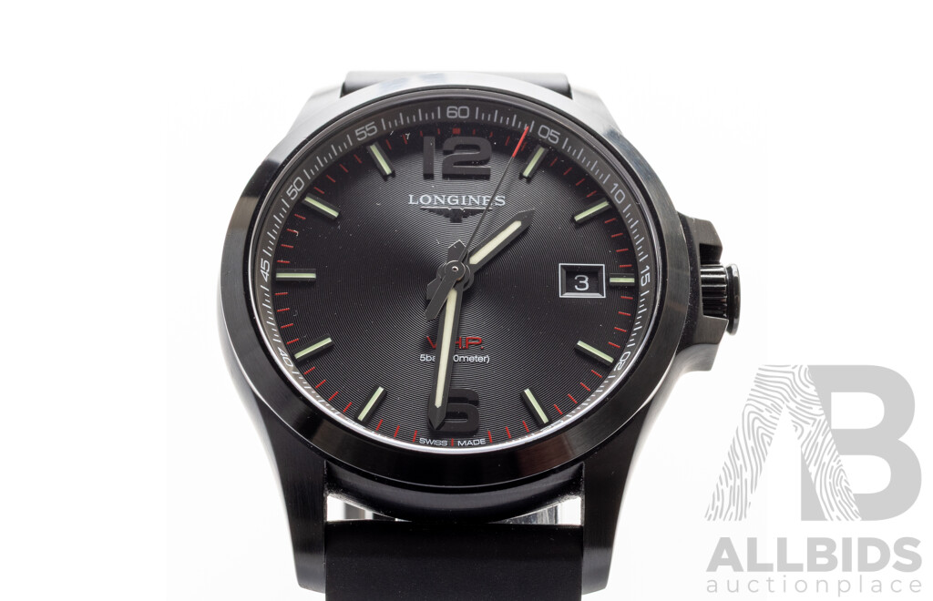 Longines 43mm Conquest PVD VHP Stainless Steel Watch, Model L3.726.4.56.6
