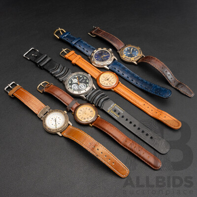 Collection of (6) Mens Dress Watches, Including Mercedes, Eddie Bauer, Ascot & Sabre